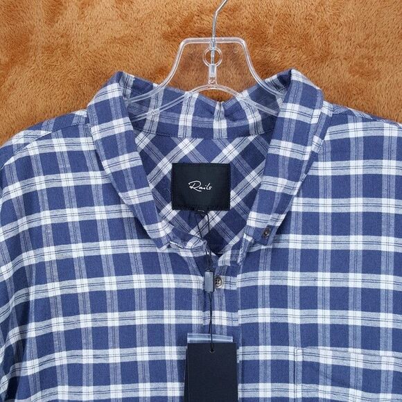 RAILS Mens Shirt XXL Blue Plaid Button Down Check REID Midnight Melange $148 - Picture 3 of 9